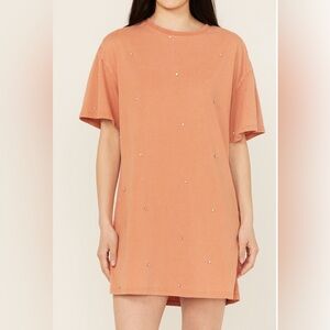 Embellished Orange T-Shirt Dress